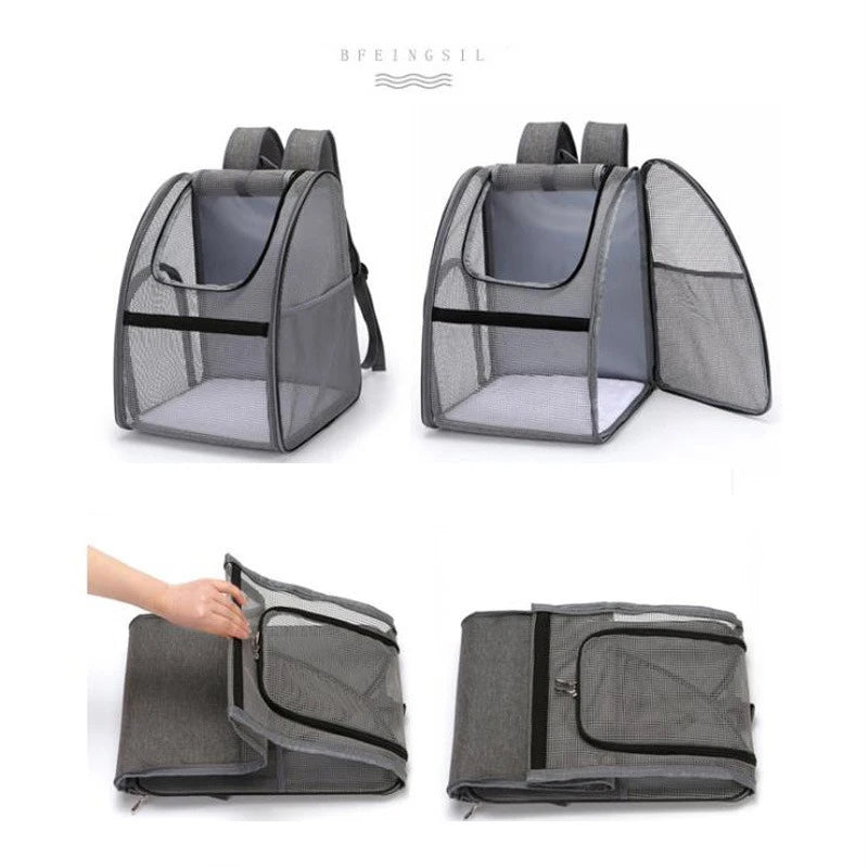 Pet backpack dog cat small dog out wire fully transparent backpack portable foldable backpack breathable pet supplies