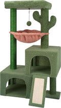 37.4' Cactus Cat Tree Tower with Twin Cat Condos for Indoor Cats, All-in-One Activity Center with Cat Scratching Post Cozy