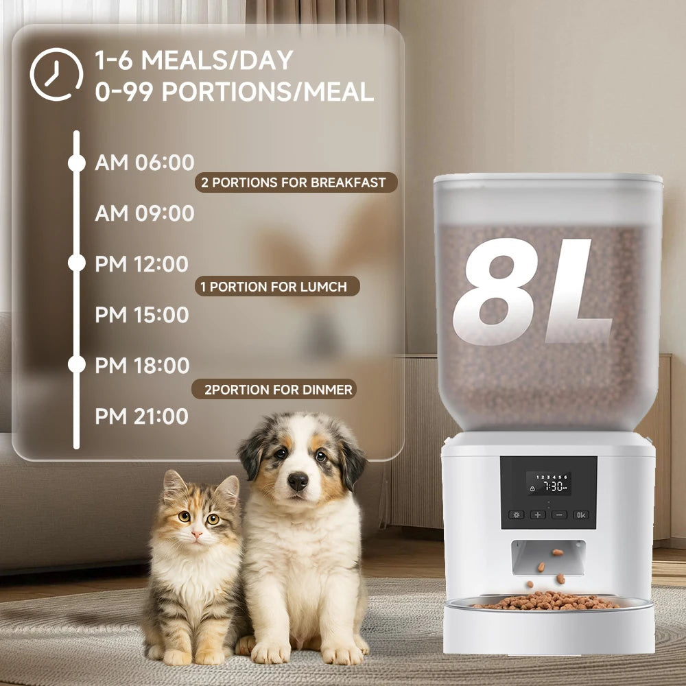 Furpipi Automatic Cat Feeder With 1080p Camera WiFi 8L Easy-clean Smartlife Tuya APP Remote Control Pet Dog Cat Kibble Dispenser