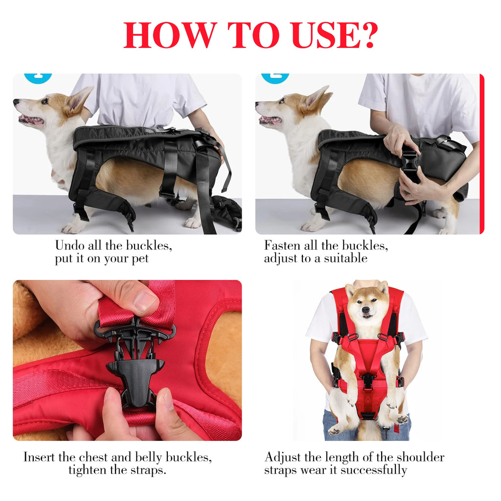 Dog Front Carrier Backpack, Adjustable Dog Chest Carrier Backpack,Dog Carriers for Small Dogs & Cats Hiking Camping Travel