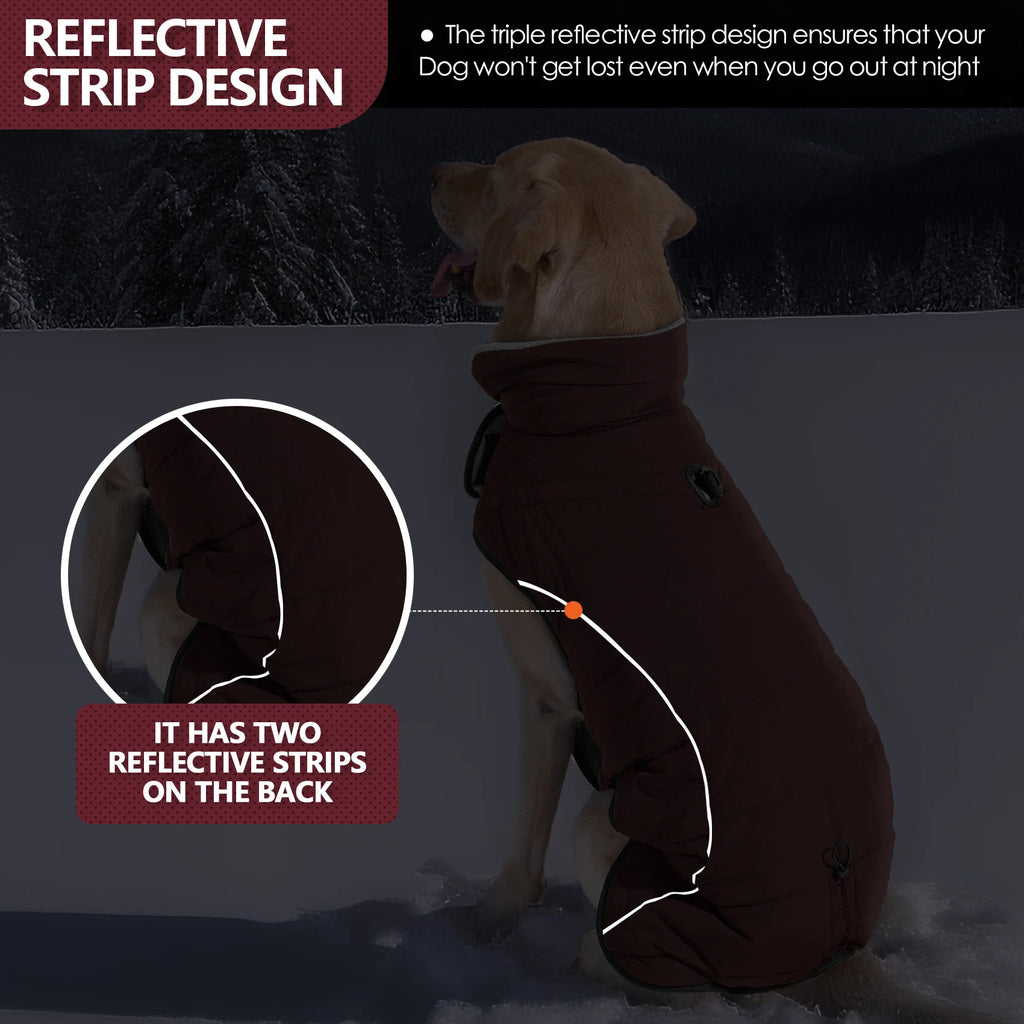 Dog Coat, Waterproof Winter Jacket,Warm Windproof Jacket, Reflective Adjustable Turtleneck Coats for Dogs with Hook & Loop
