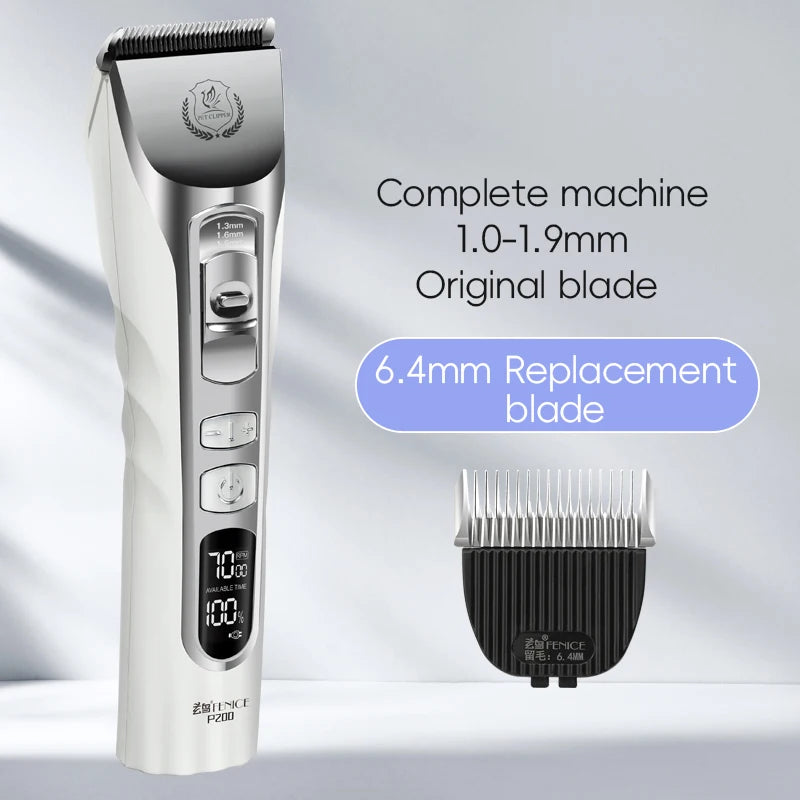 Fenice New Upgrade 5000mA Capacity Cordless LCD Screen Pets Dog Grooming Clippers Rechargeable Haircut Shaver for Trimming Salon