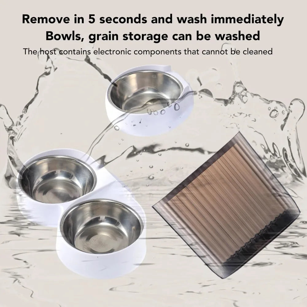 Automatic Pet Feeder 5L Capacity, Disassemble Cat Dog Feeders with APP Remote Portion Control, 2 Layer Compartment Food Bowl