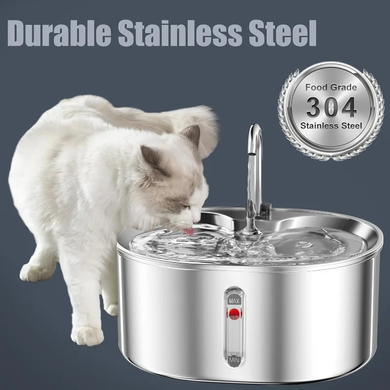 3.2L Stainless Steel Pet Water Feeder Automatic Cat Water Fountain with Sensor for Cat Dog Filter Fountain Smart Drinking Bowl