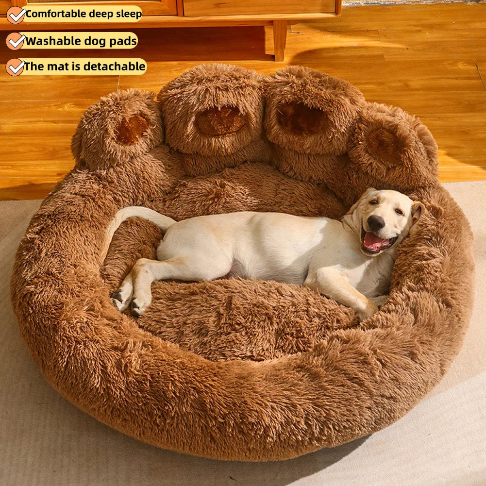 43 Inch Winter Fluffy Dog Bed with Removable Cover Large Pet Products Small Sofa Baskets Pets Kennel Mat Puppy Cats Supplies Bas
