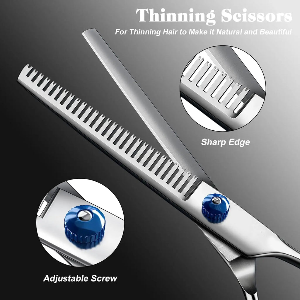 Professional 4 in 1 Dog & Cat Grooming scissors Includes Straight Curved Thinning Scissors and Comb - Premium Pet Supplies