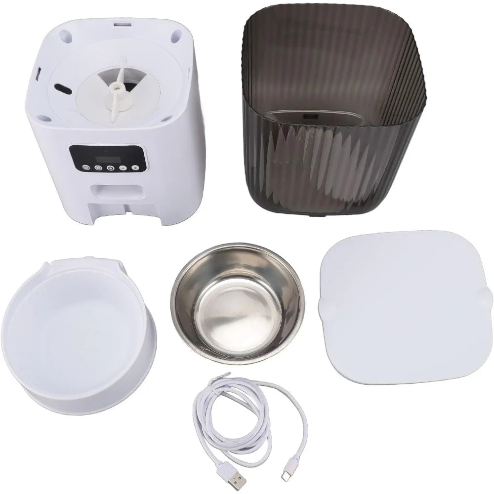 Automatic Pet Feeder 5L Capacity, Disassemble Cat Dog Feeders with APP Remote Portion Control, 2 Layer Compartment Food Bowl