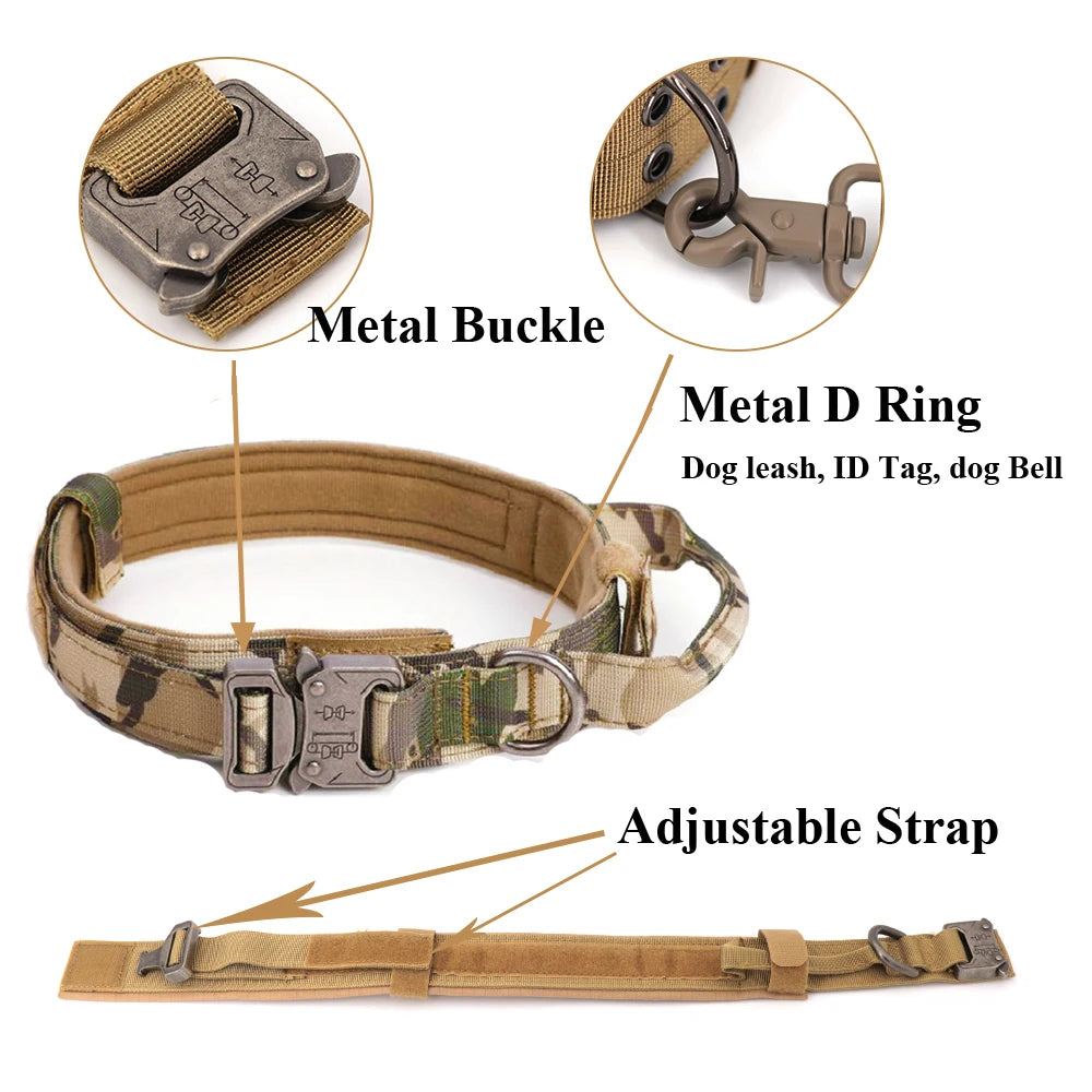 Large Dog Collar Military Dog Harness Leash Molle Pouches Pet Training Vest Tactical German Shepherd Harnesses Dogs Accessories