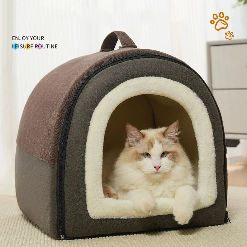 Warm Dog House Detachable Pet Sleeping Bed for Small Medium Dogs Cats Soft Non-slip Dog Kennel Puppy Kitten Nest Pet Supplies