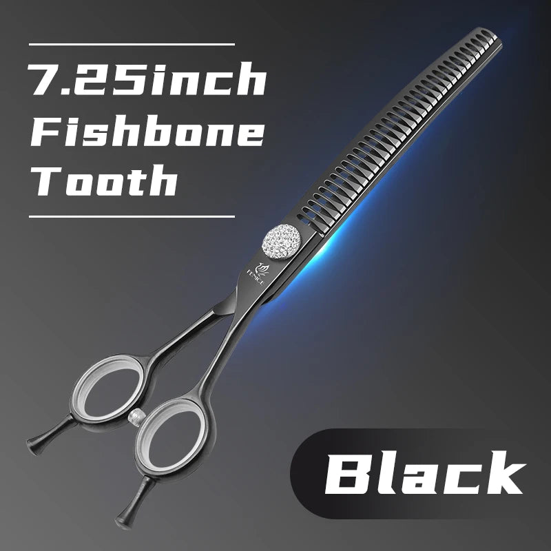 Fenice Professional JP440c 7 inch High quality Pet dog Grooming Scissors Curved thinning Shears Chunker Thinner Scissors